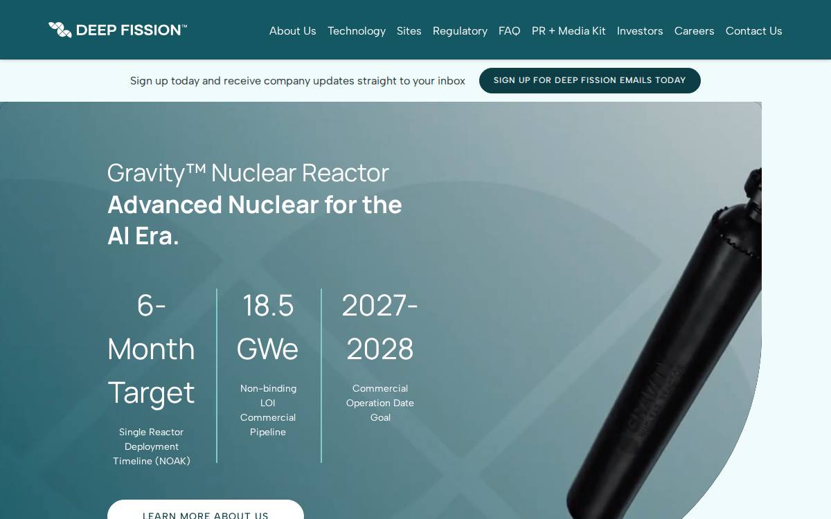 Deep Fission website preview