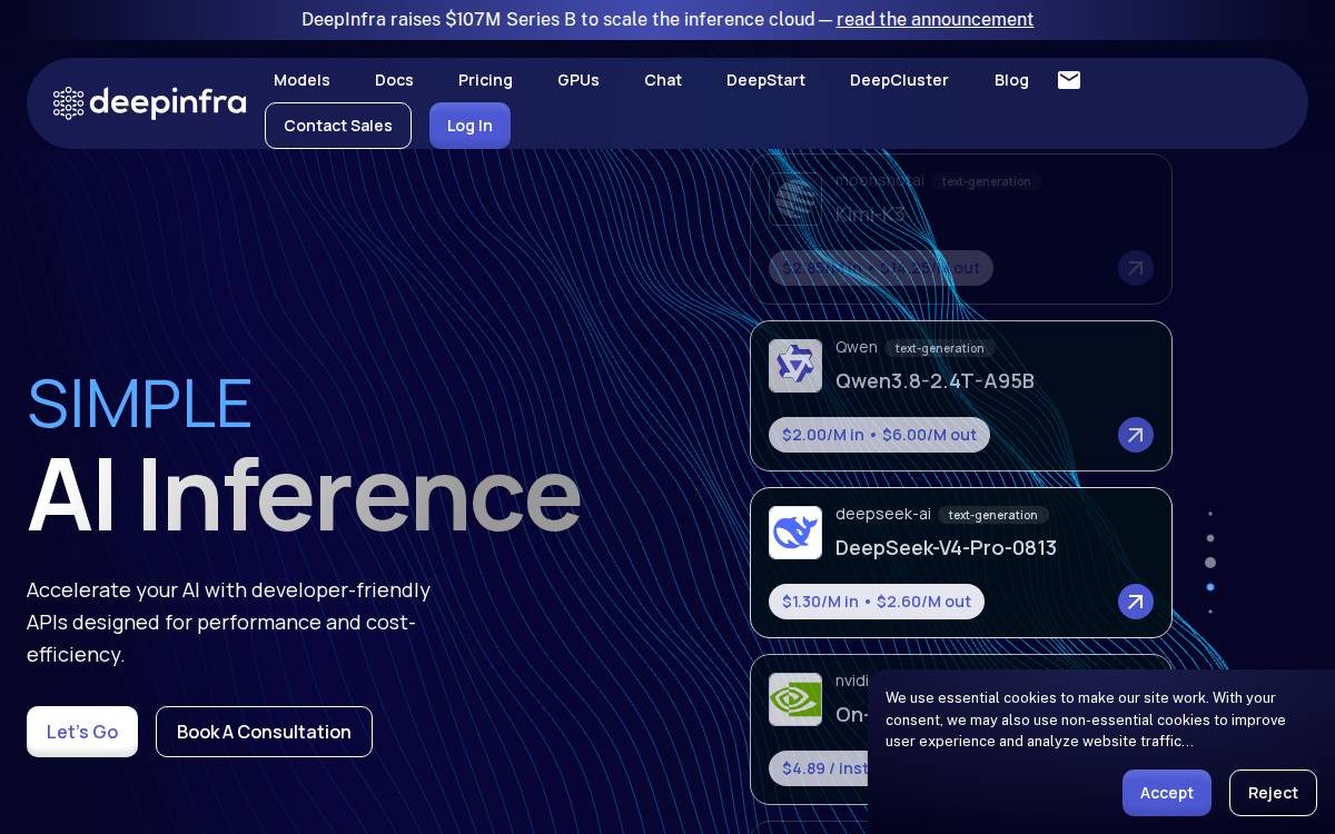 Deep Infra website preview