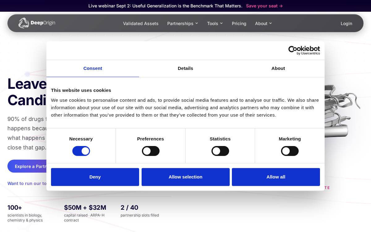 Deep Origin website preview
