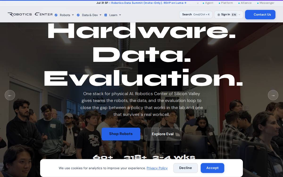 DeepAware AI (Robotics Center of Silicon Valley) website preview