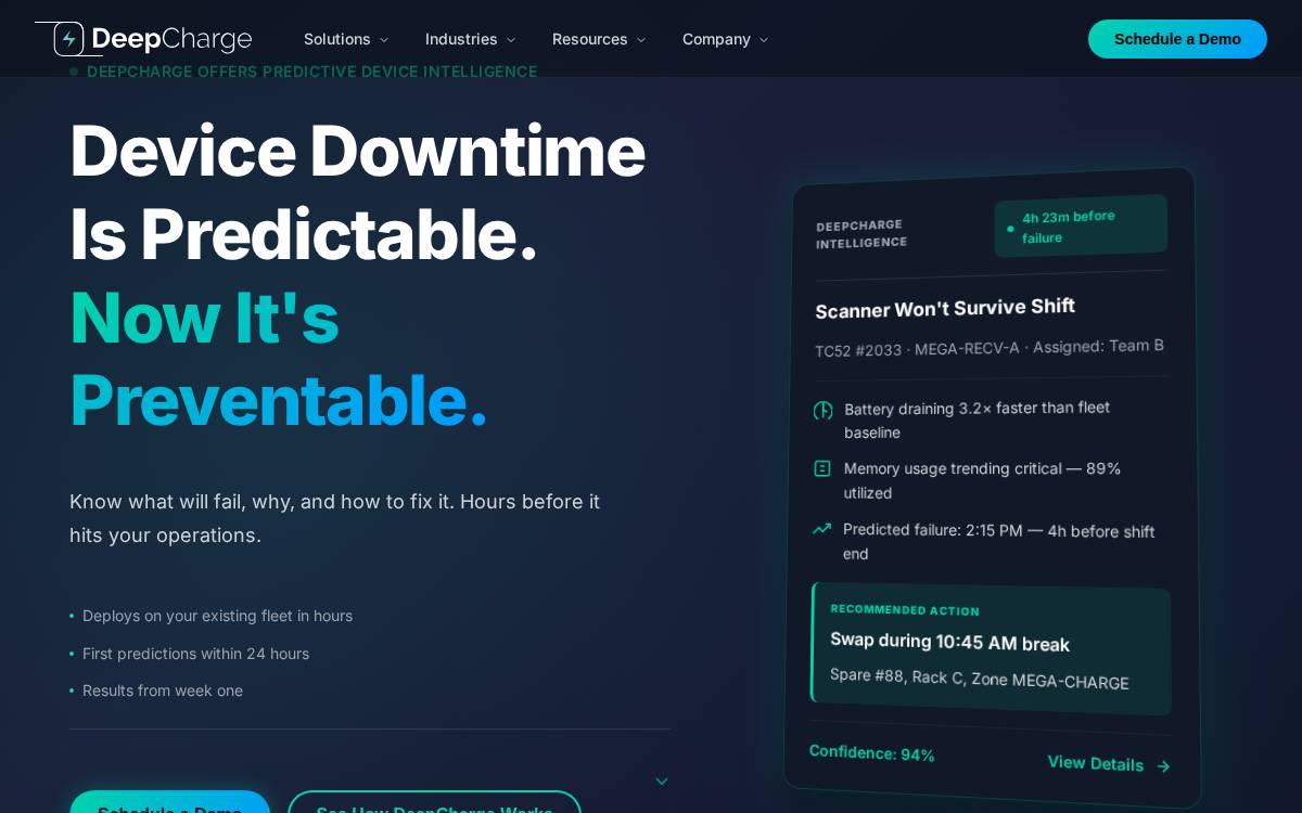 DeepCharge website preview