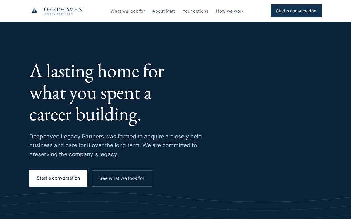 Deephaven Legacy Partners website preview