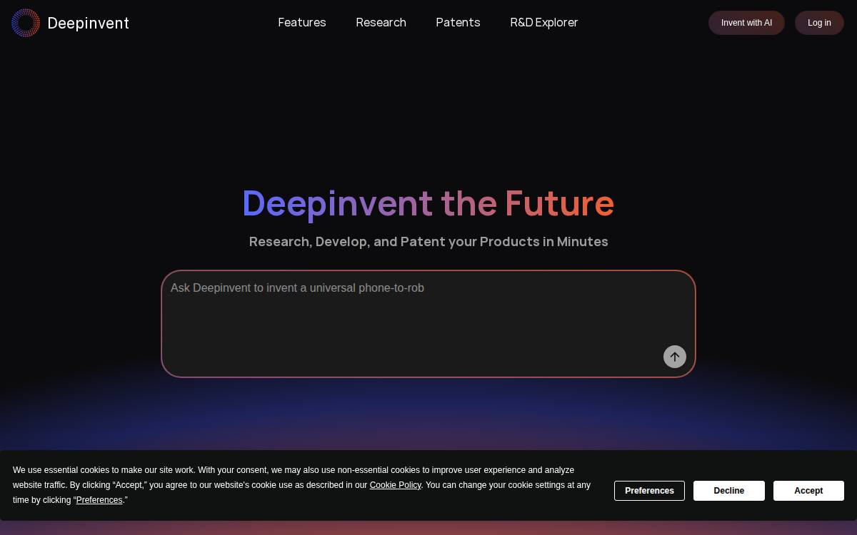 Deepinvent website preview