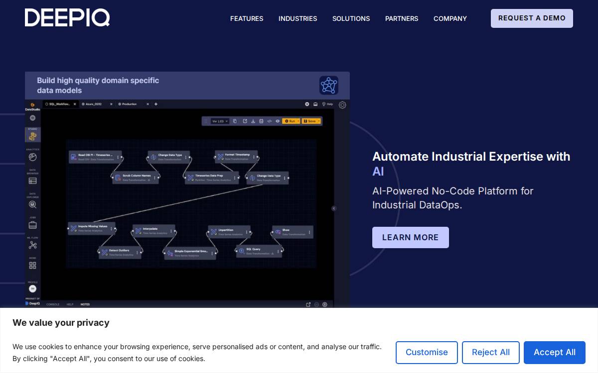 DeepIQ website preview