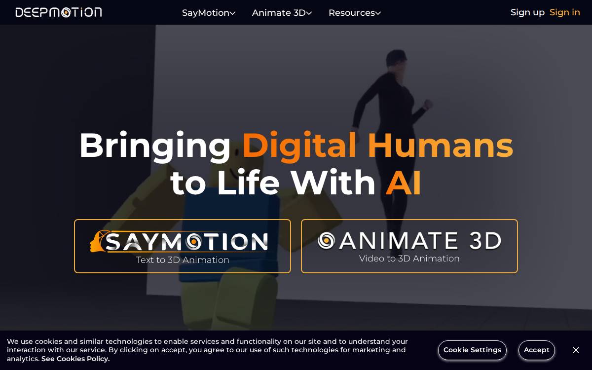 DeepMotion website preview