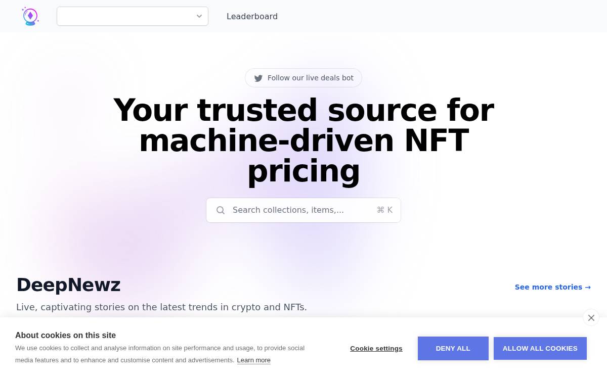 DeepNFTValue website preview