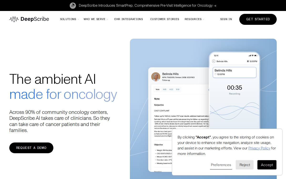 DeepScribe website preview