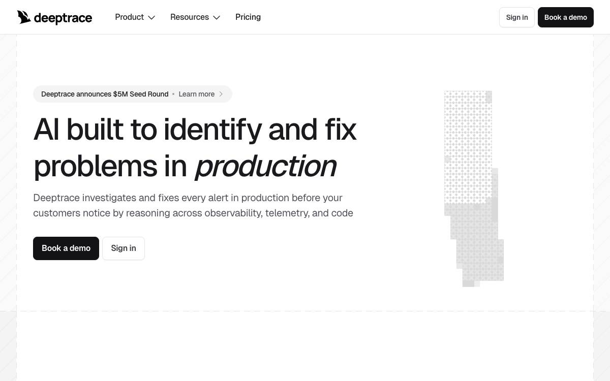 Deeptrace website preview