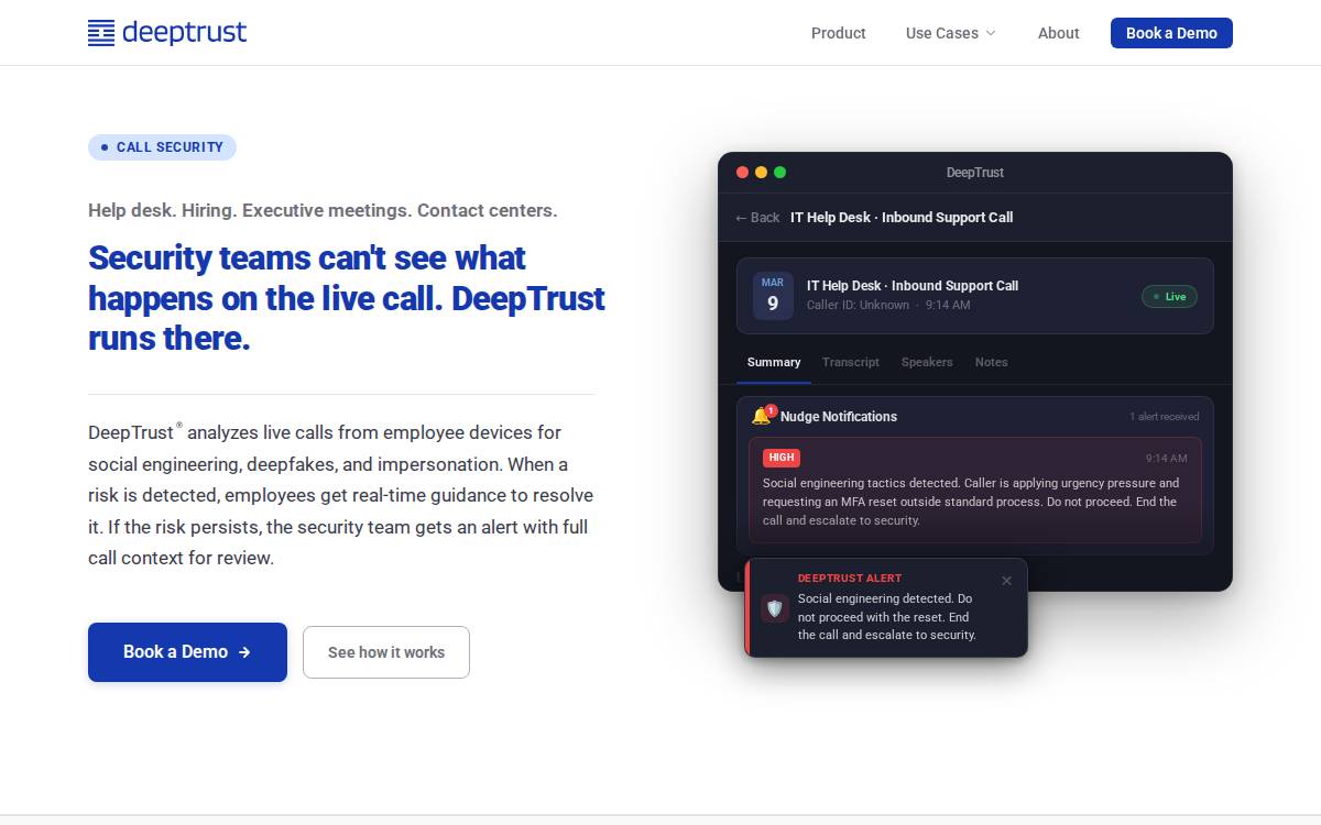 DeepTrust website preview