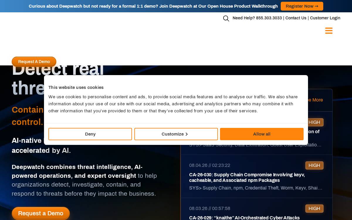 Deepwatch website preview