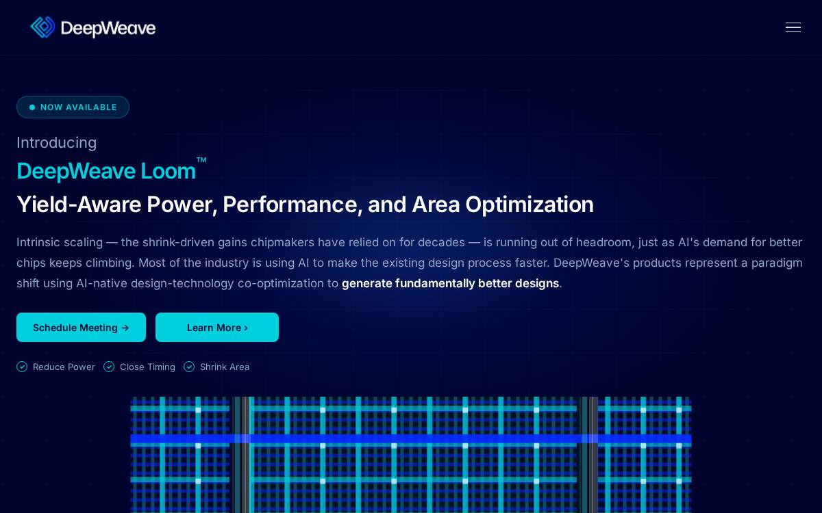DeepWeave Optimized chips for AI website preview