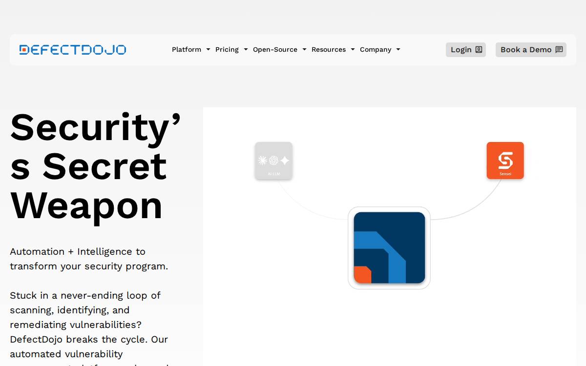 DefectDojo website preview
