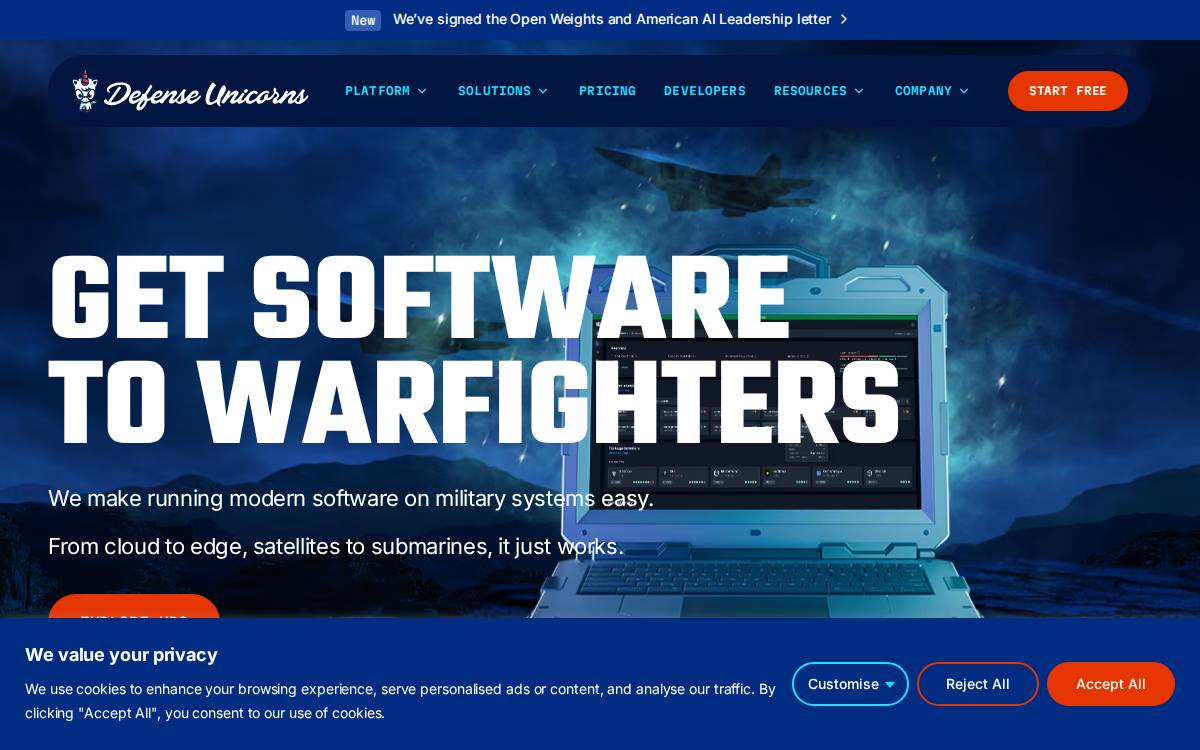 Defense Unicorns website preview