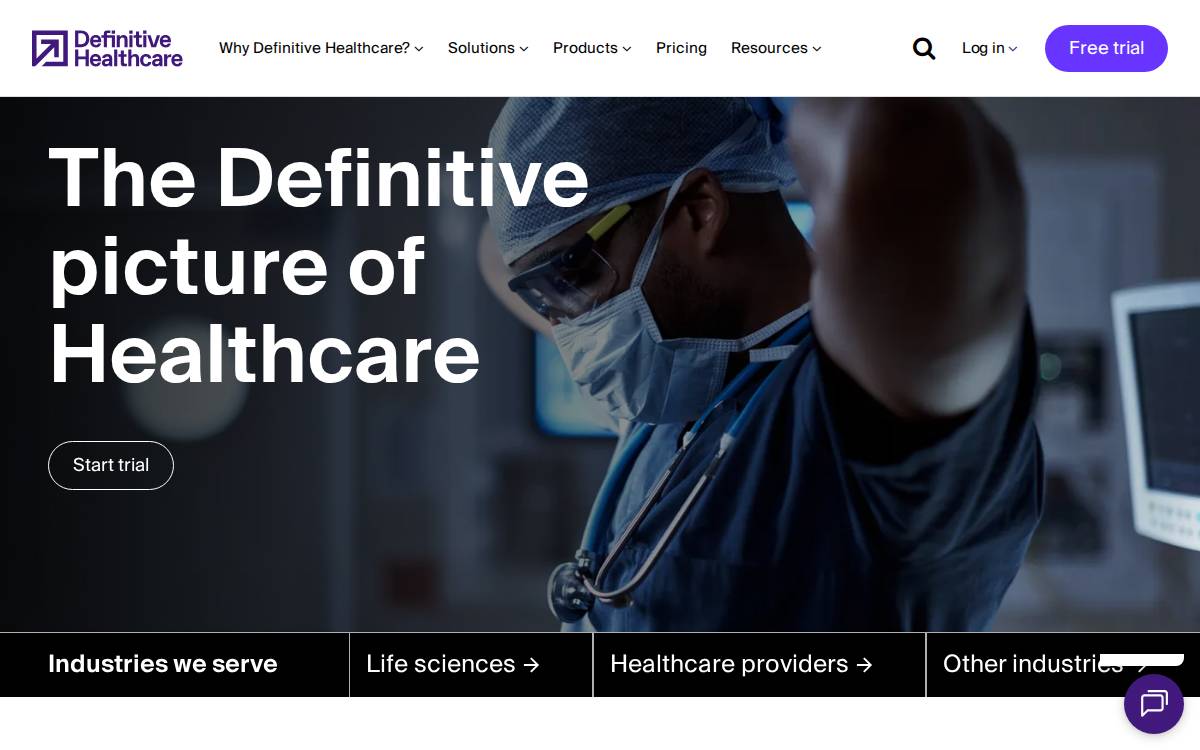 Definitive Healthcare website preview