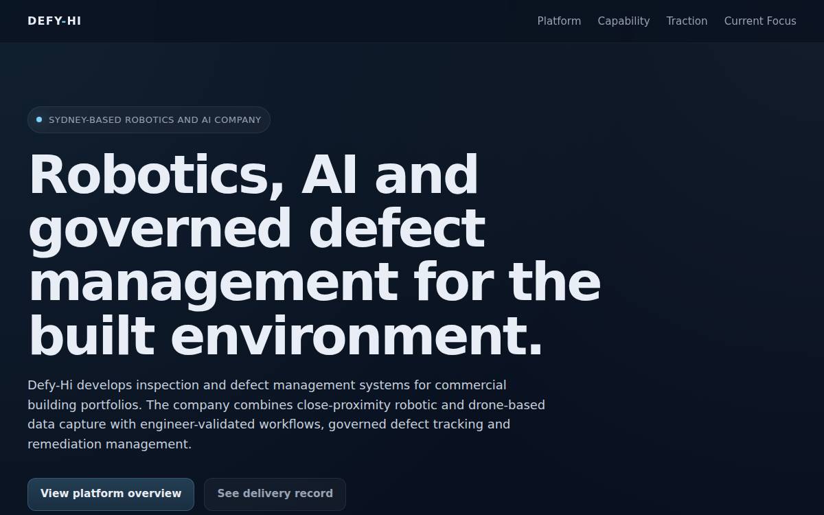 Defy-Hi Robotics website preview
