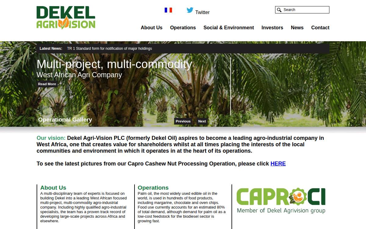 Dekel Agri-Vision website preview