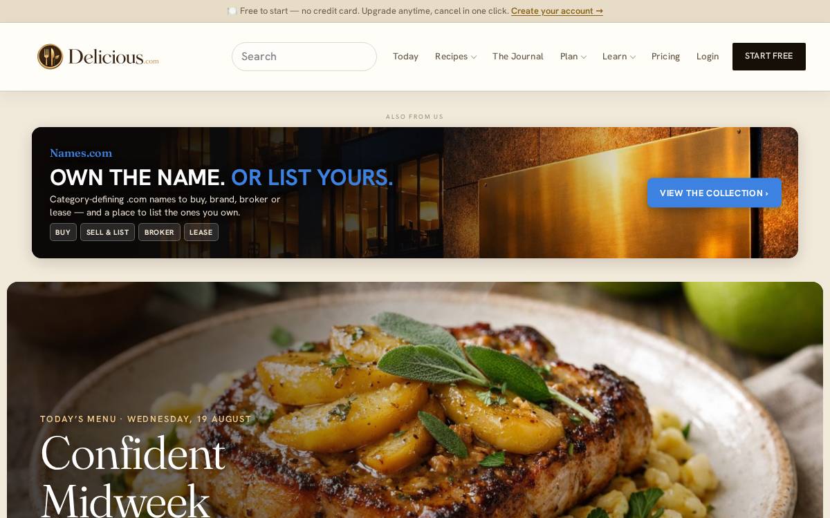 Delicious website preview