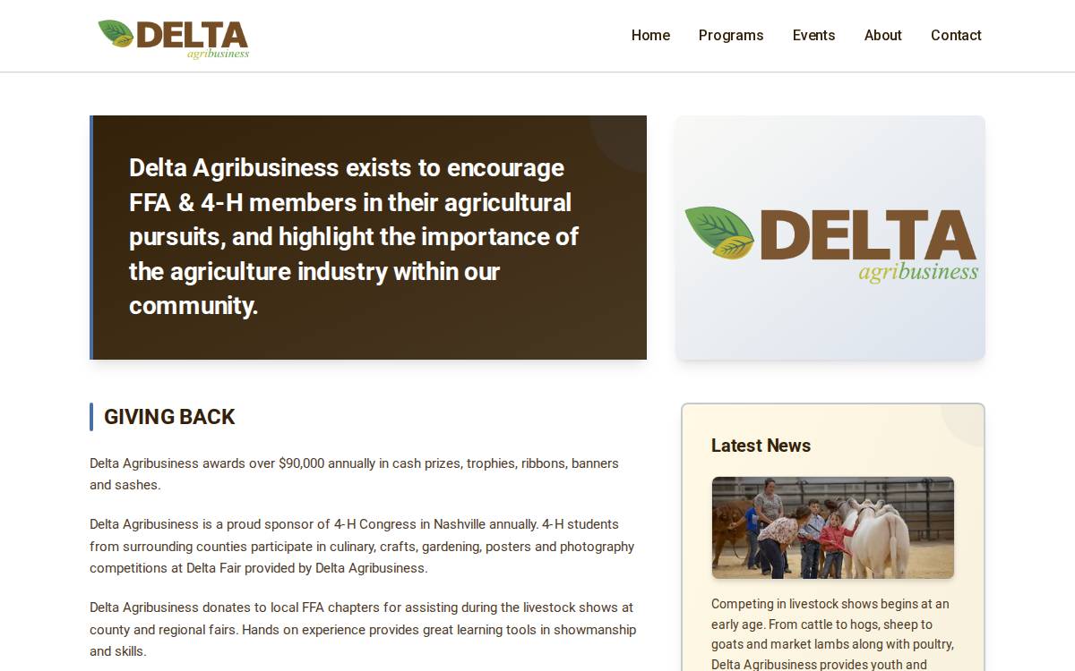 Delta Agribusiness website preview