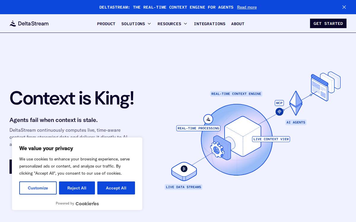 DeltaStream website preview