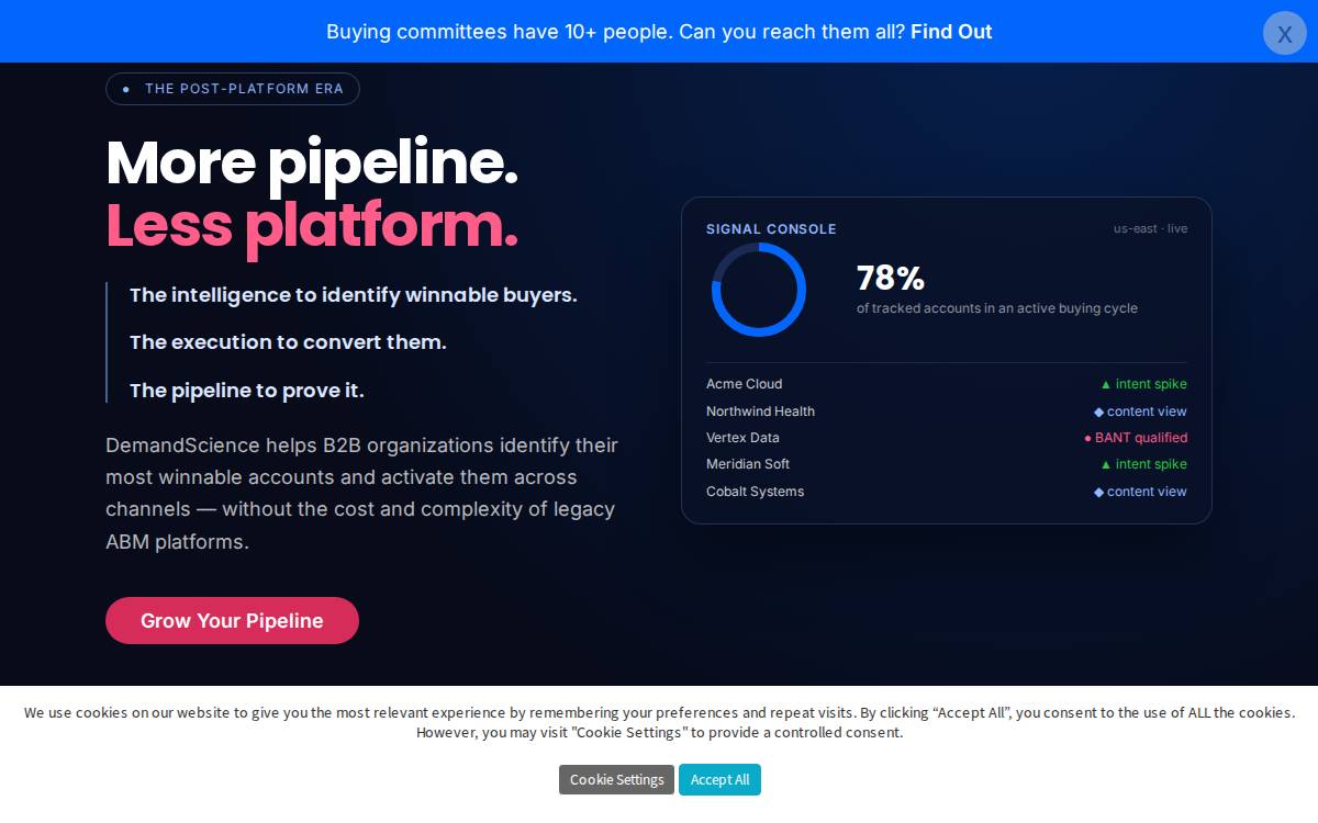 Demand Science website preview