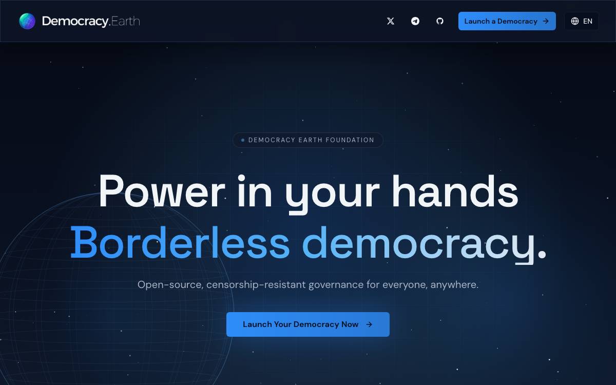 Democracy Earth website preview