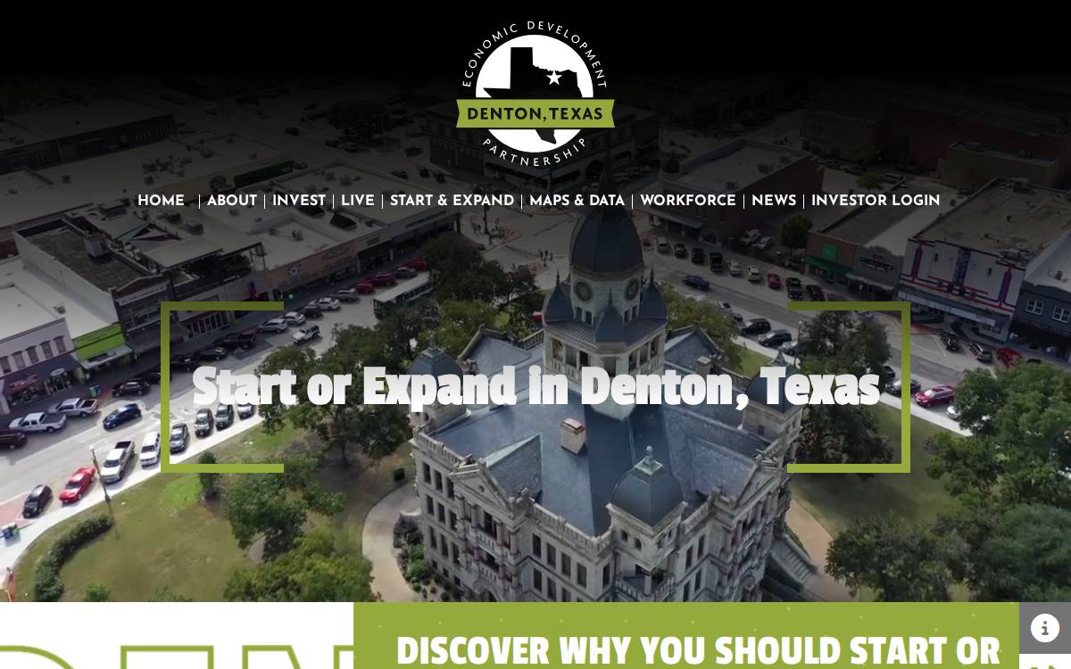 Denton Economic Development Partnership website preview