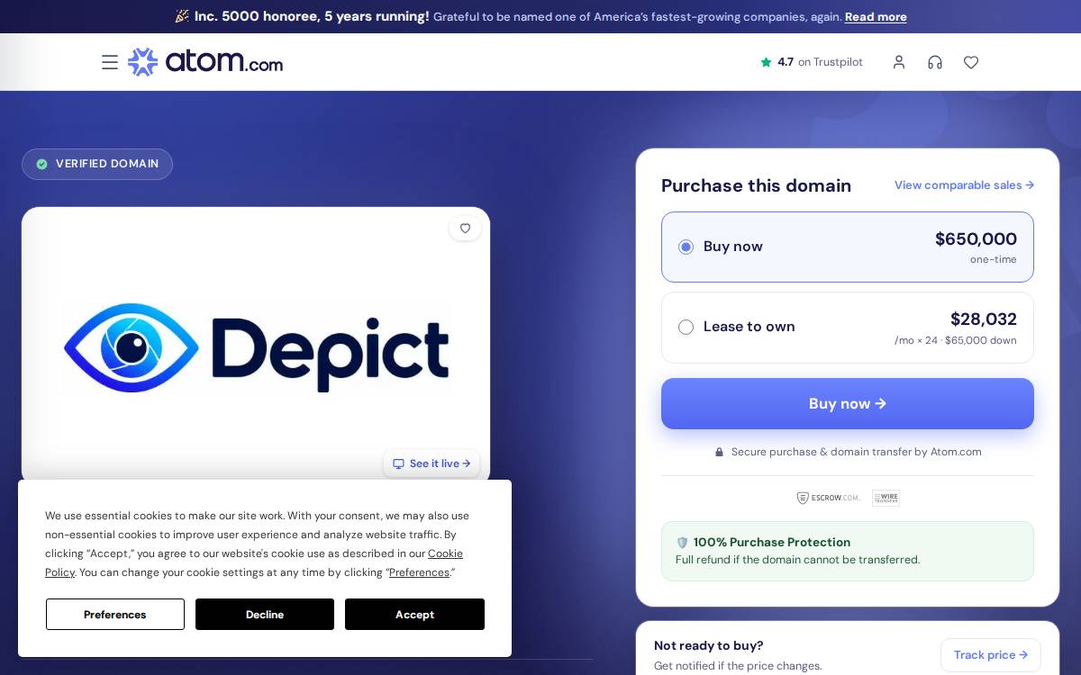 Depict website preview