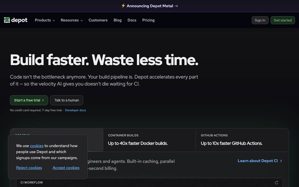 Depot website preview
