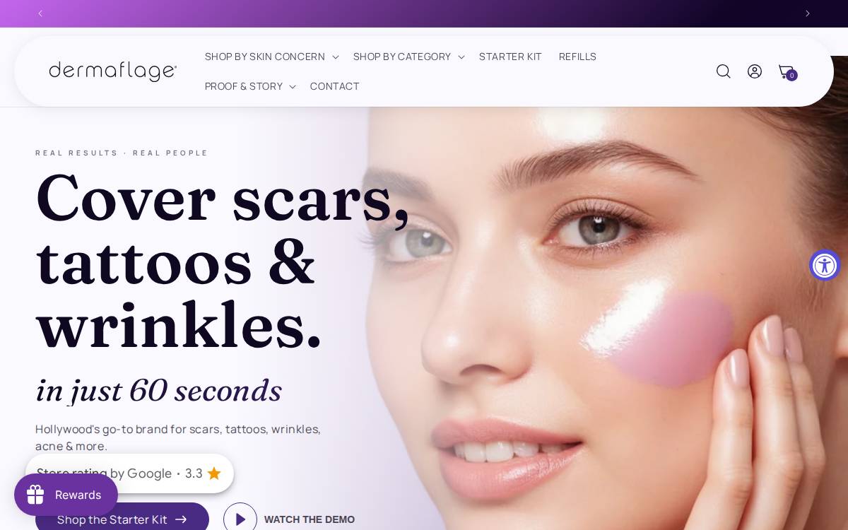 Dermaflage website preview