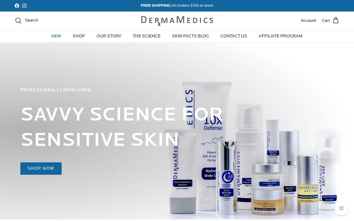 Dermamedics website preview