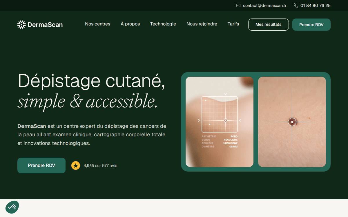 Dermascan website preview