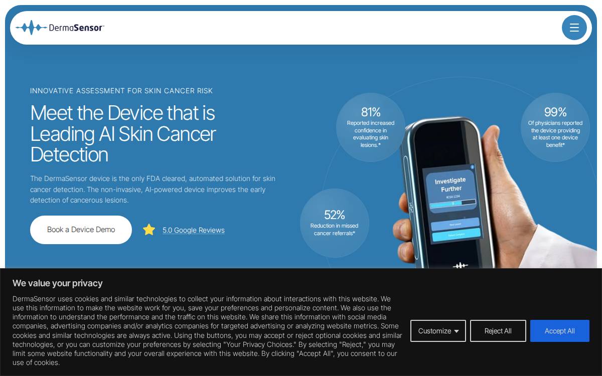 Dermasensor website preview