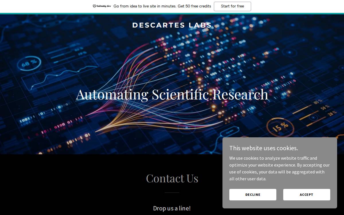 Descartes Labs website preview