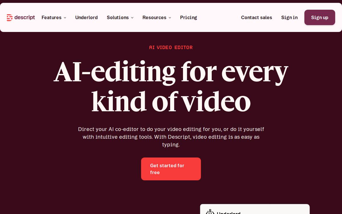 Descript website preview