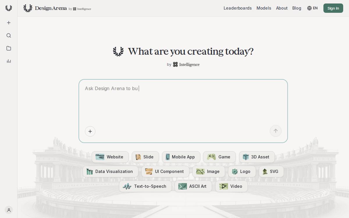 Design Arena website preview