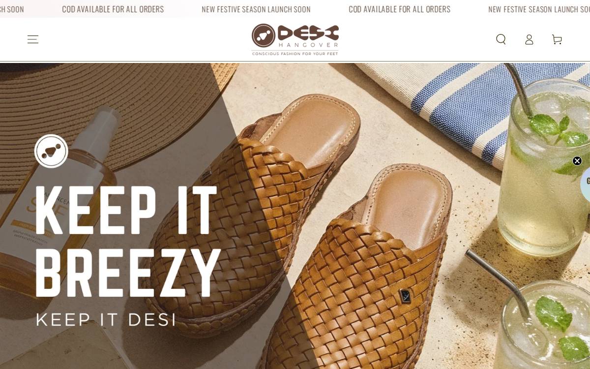 DesiHangover Shoes website preview