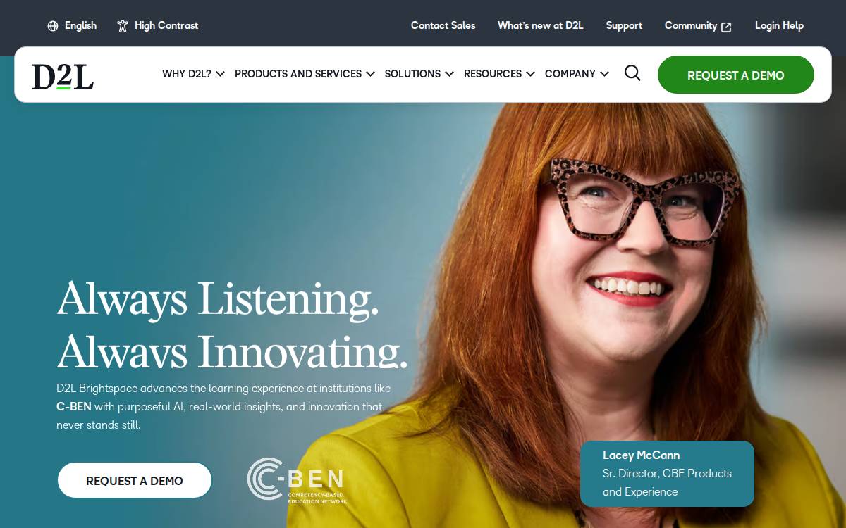 Desire2Learn website preview
