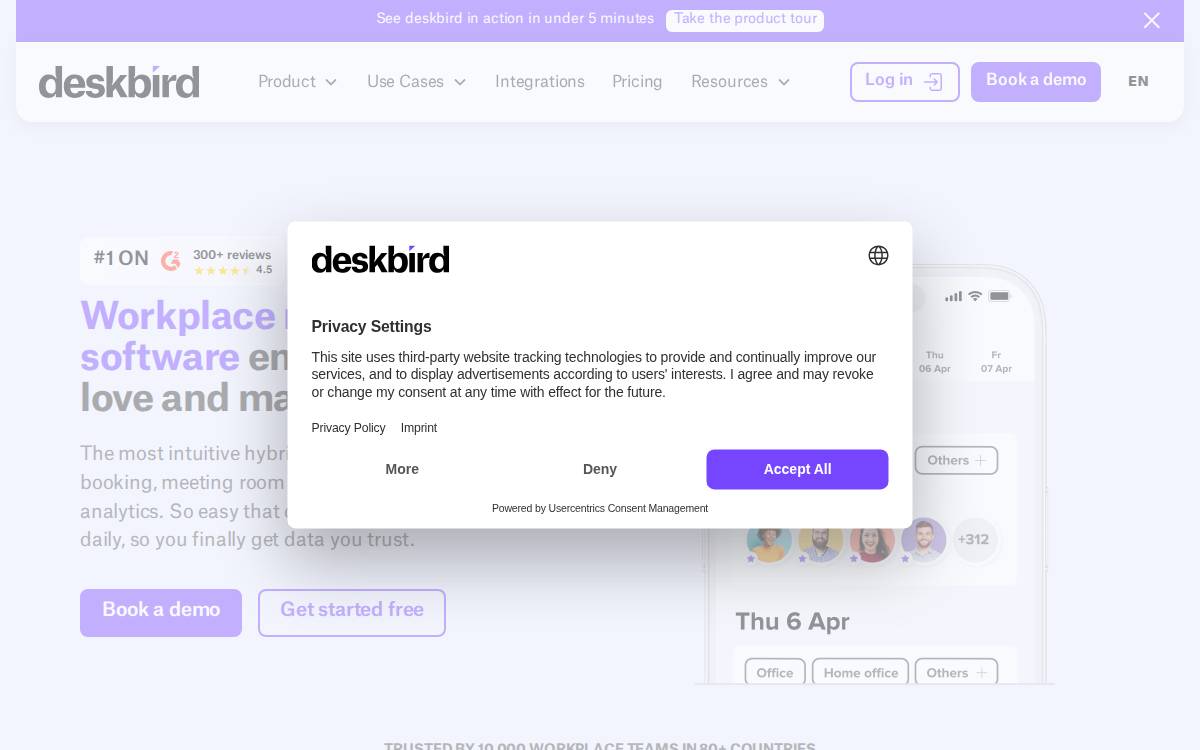 deskbird website preview
