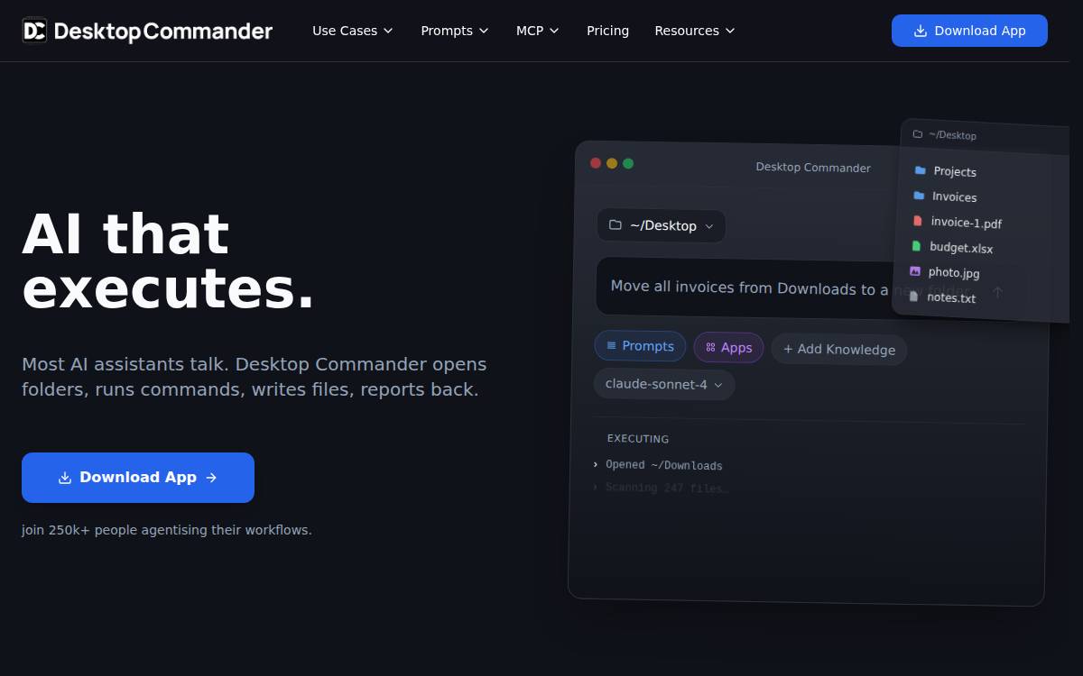 Desktop Commander website preview