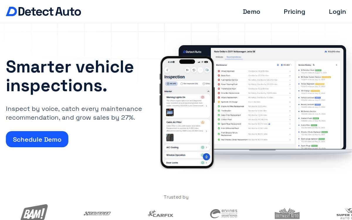 Detect Auto website preview