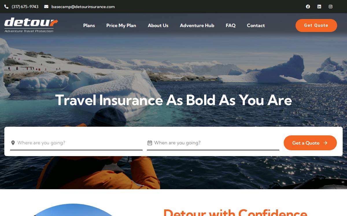 Detourinsurance website preview