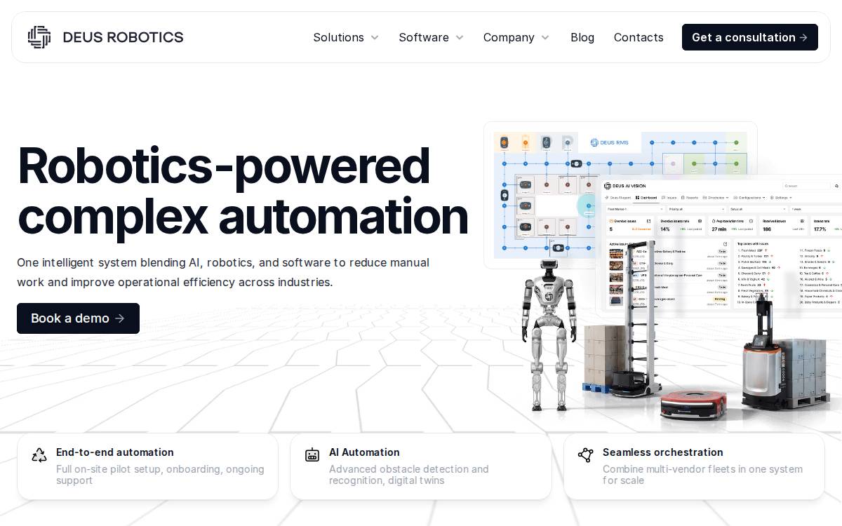 Deus Robotics website preview