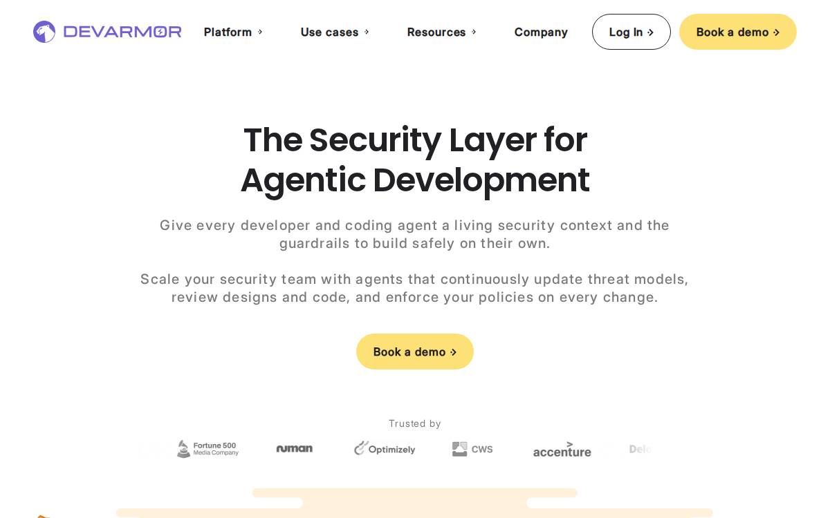 Devarmor website preview