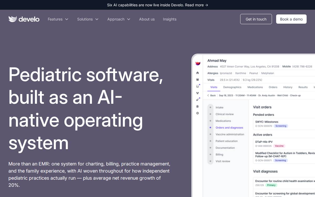 Develo website preview