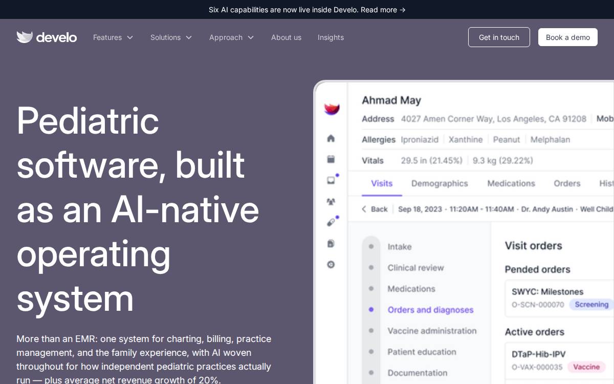 Develo website preview