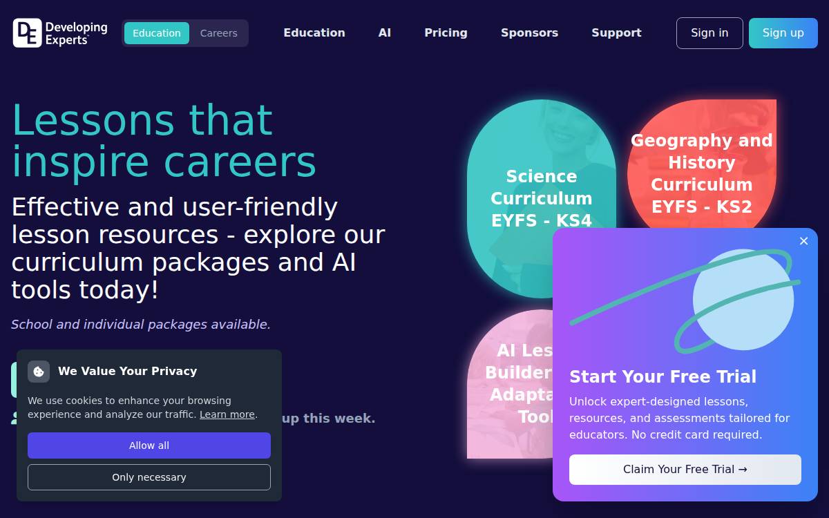Developing Experts website preview