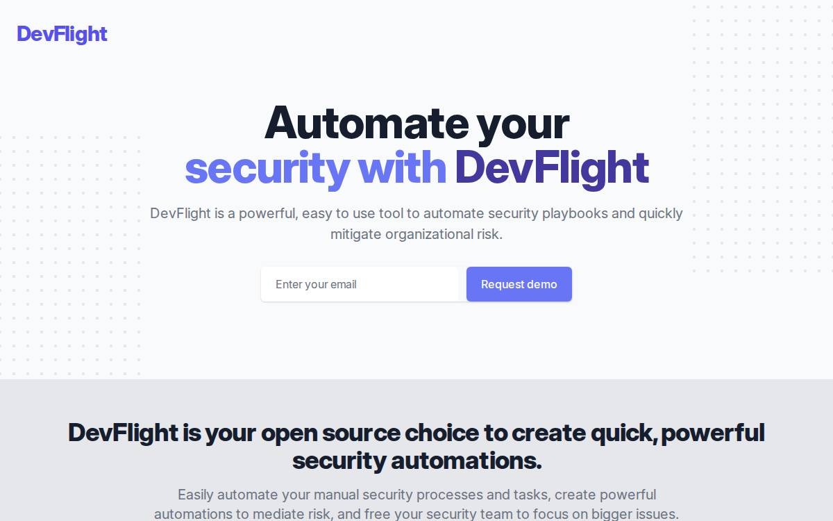 DevFlight website preview