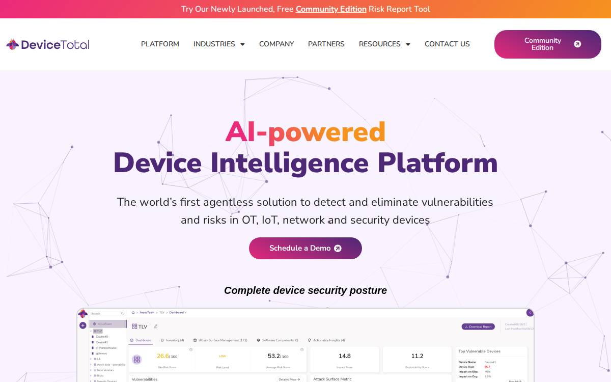 Devicetotal website preview