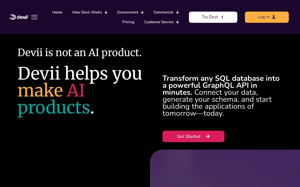 Devii website preview