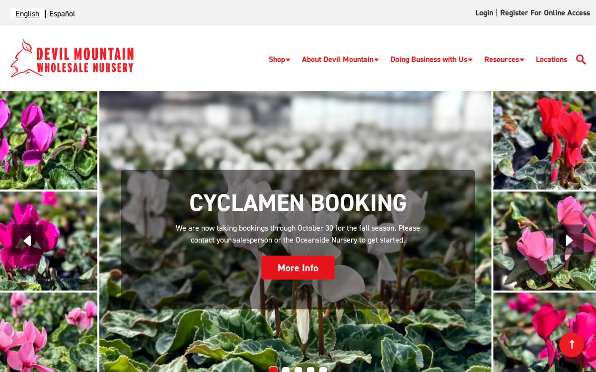 Devil Mountain Wholesale Nursery website preview